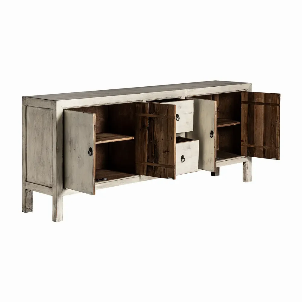 Sideboards - Sideboard in recycled pine wood off off white washed finish colour in - VICAL