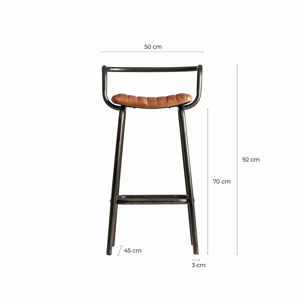 Tabourets - Tabouret en fer couleur marron cassé de 52x49x90 cm - VICAL