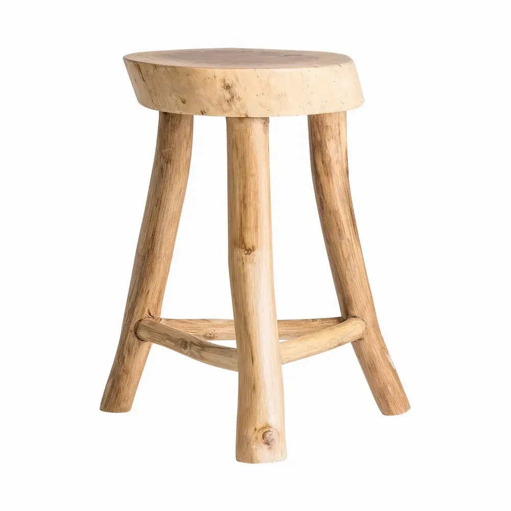 Tabourets - Tabouret en bois de suar couleur marron cassé en 50x43x50 cm - VICAL