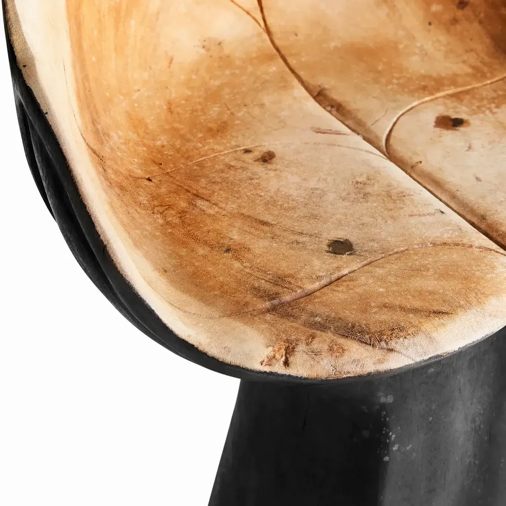 Tabourets - Tabouret en bois de suar couleur noir cassé vieilli en 50x46x112 cm - VICAL