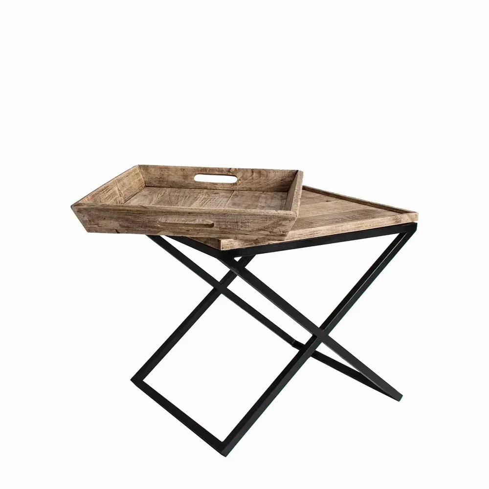 Coffee tables - Side table in mango wood off black distressed colour in 55x45x53 cm - VICAL