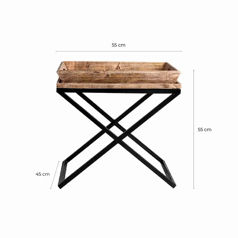 Coffee tables - Side table in mango wood off black distressed colour in 55x45x53 cm - VICAL