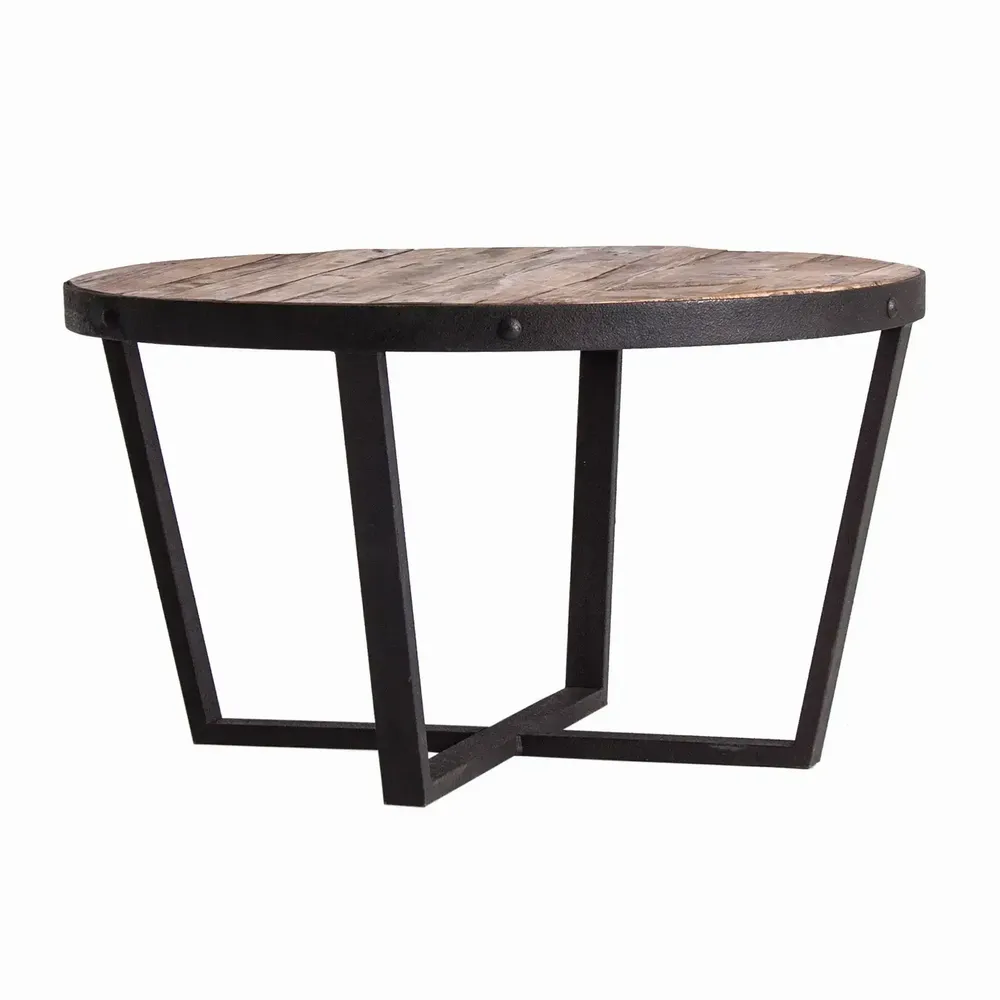 Tables basses - Table basse en bois de pin recyclé couleur marron vieilli en 80x - VICAL