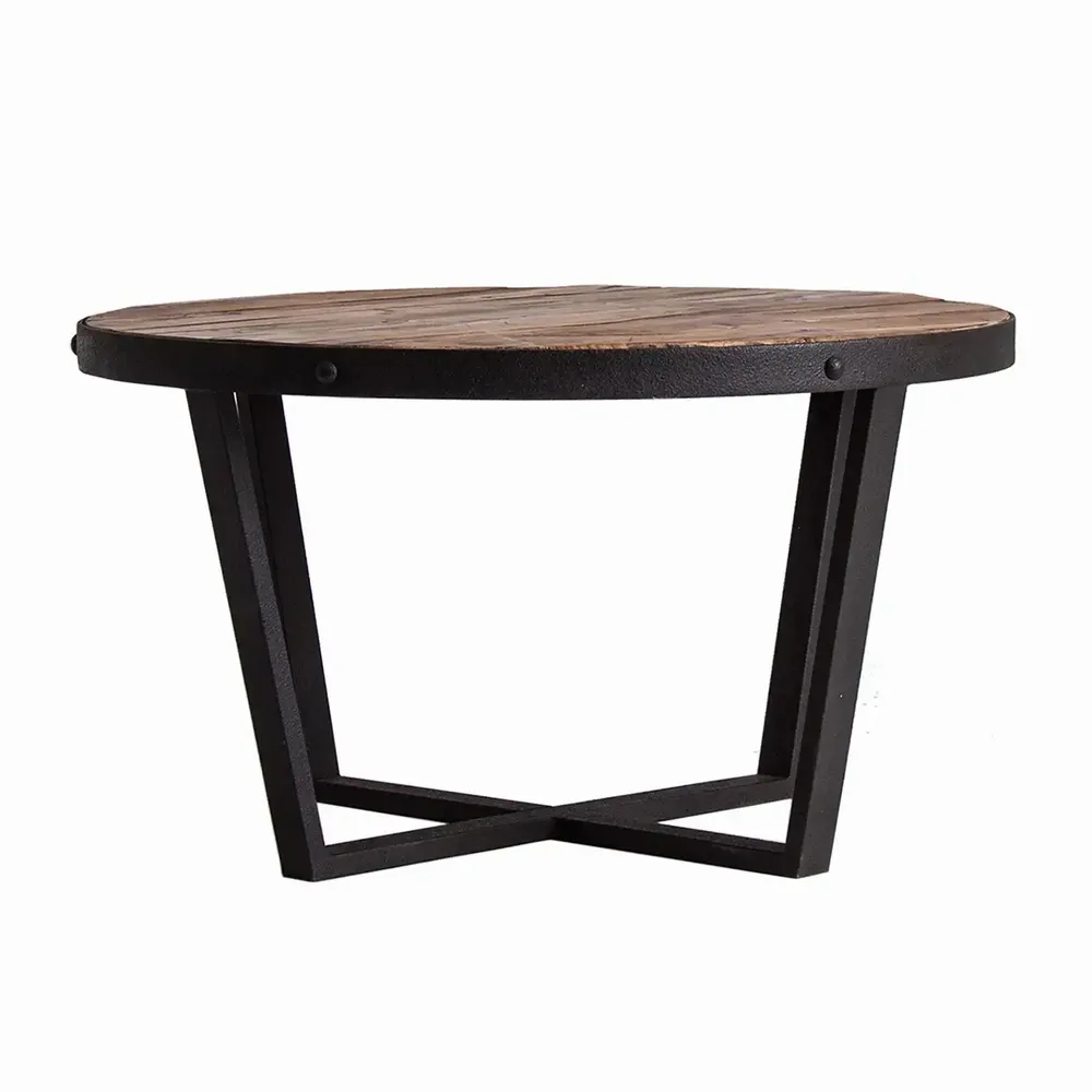 Tables basses - Table basse en bois de pin recyclé couleur marron vieilli en 80x - VICAL