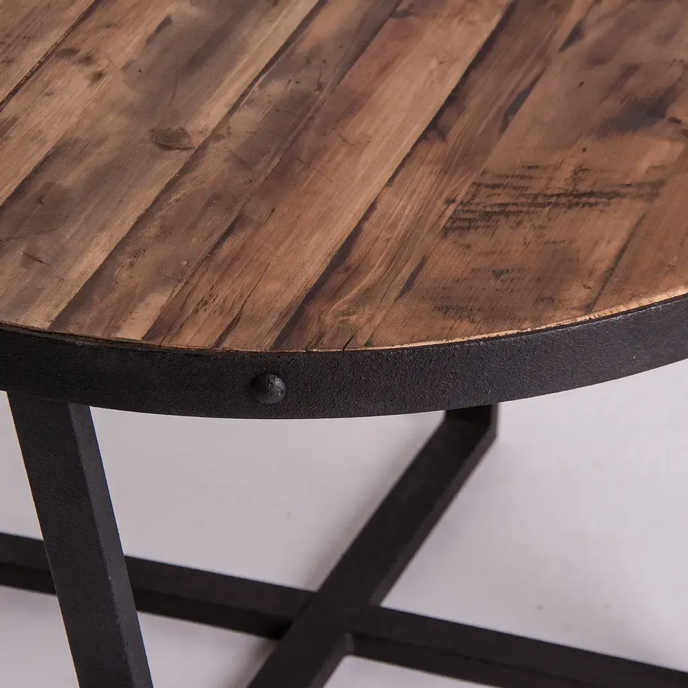 Tables basses - Table basse en bois de pin recyclé couleur marron vieilli en 80x - VICAL