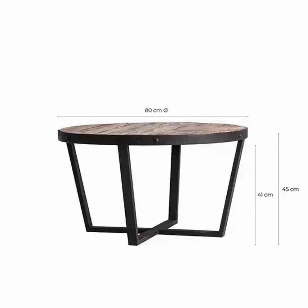 Tables basses - Table basse en bois de pin recyclé couleur marron vieilli en 80x - VICAL