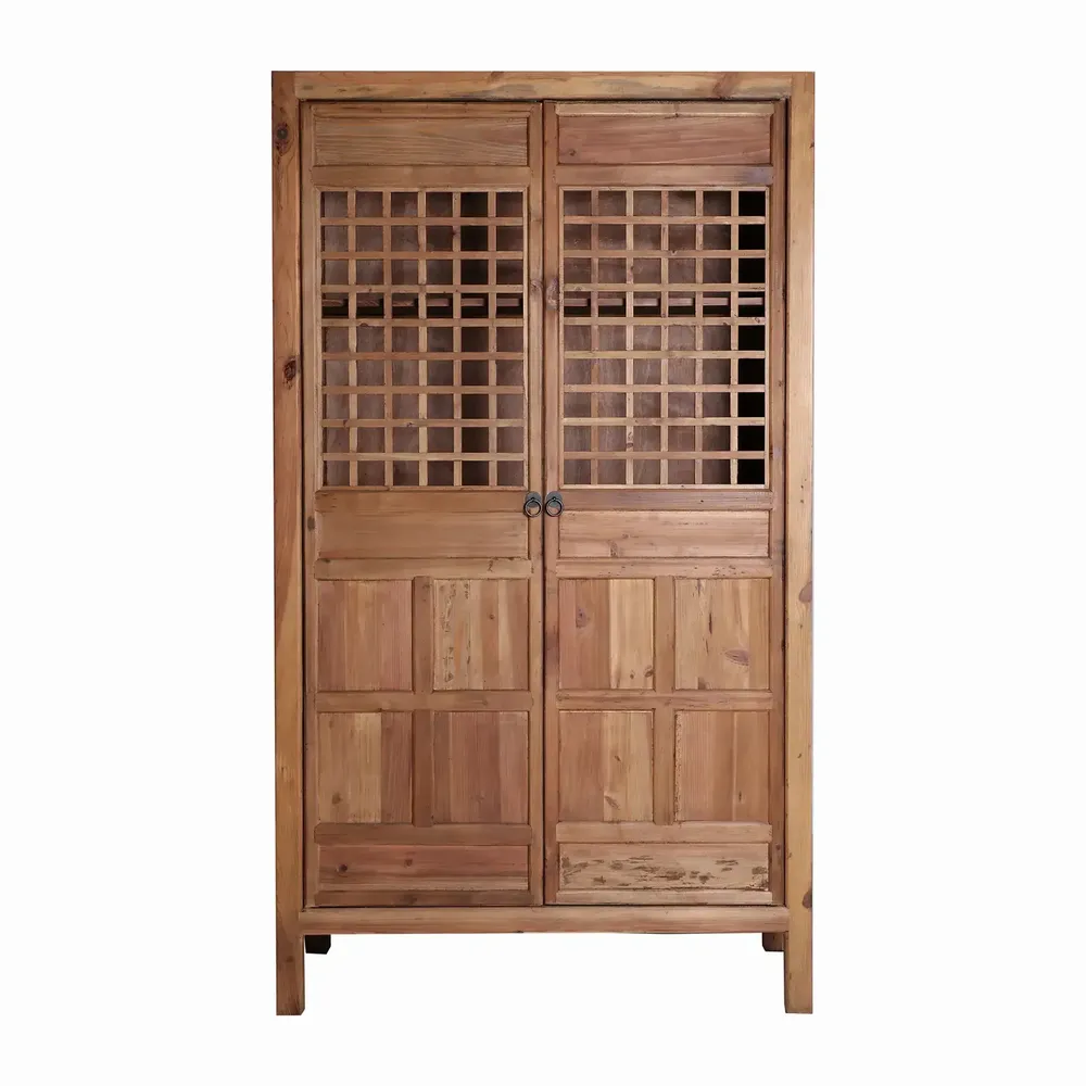 Armoires - Armoire en bois d'orme couleur marron cassé de 120x55x210 cm - VICAL