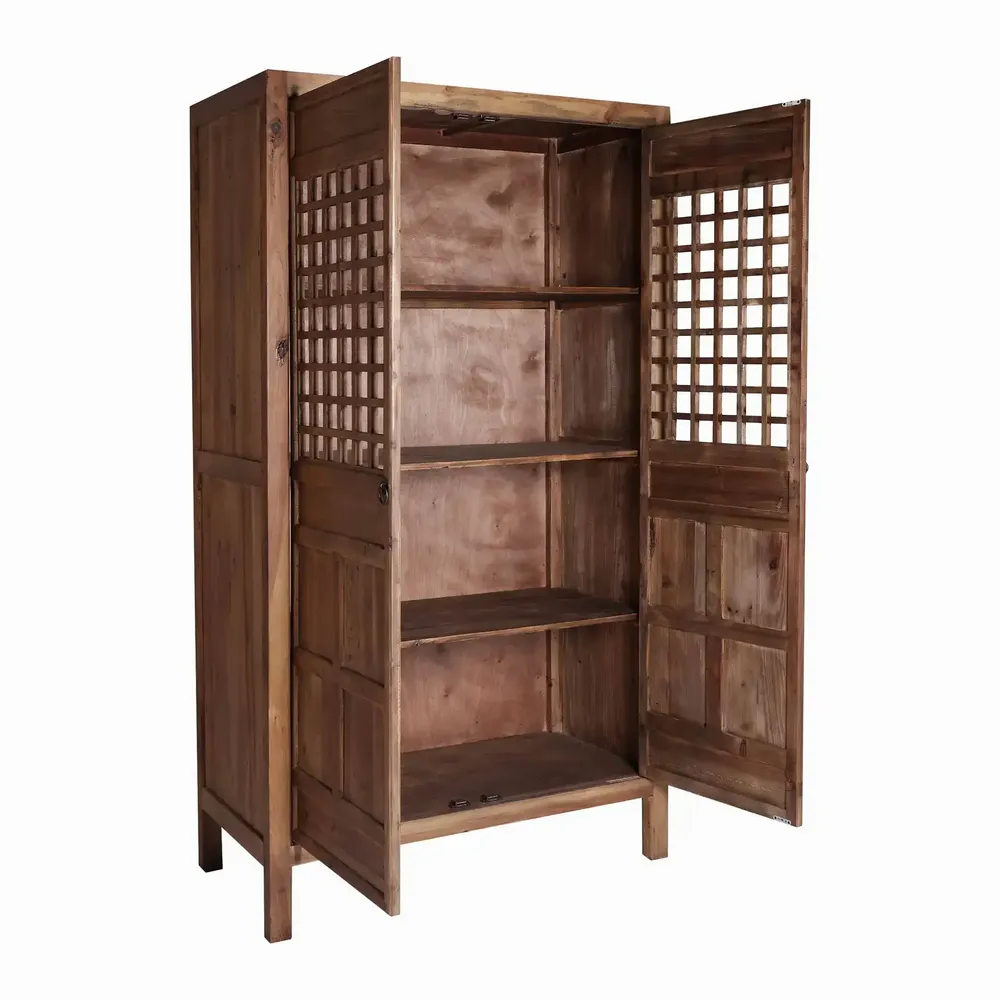 Armoires - Armoire en bois d'orme couleur marron cassé de 120x55x210 cm - VICAL