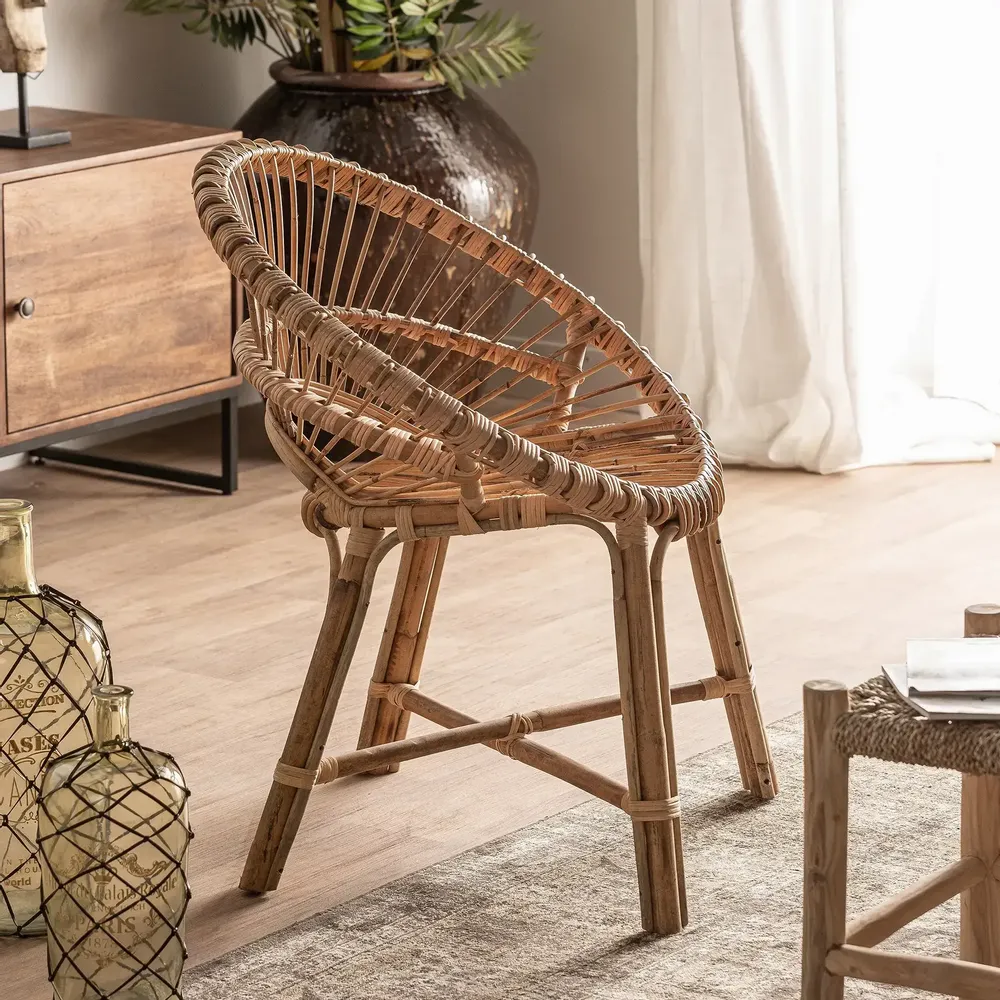 Fauteuils - Fauteuil en rotin couleur marron cassé en 74x61x85 cm - VICAL