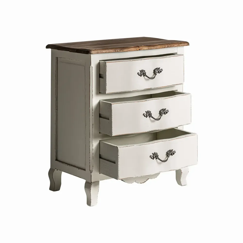 Night tables - Bedside table in recycled pine wood off off white colour in 60x40x70 - VICAL