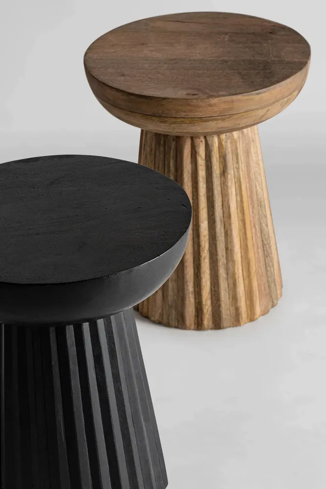Autres tables  - Table d'appoint en bois de manguier couleur noir cassé en 38x38x48 cm - VICAL