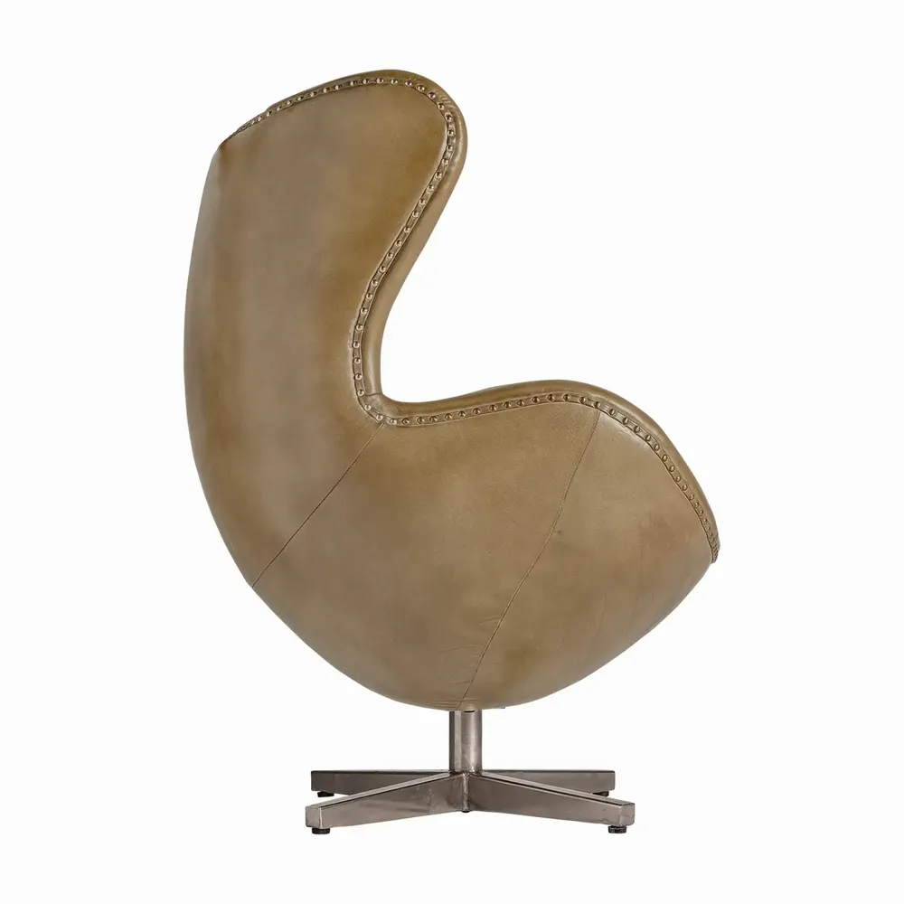 Chaises - Fauteuil en cuir couleur marron cassé de 76x81x106 cm - VICAL