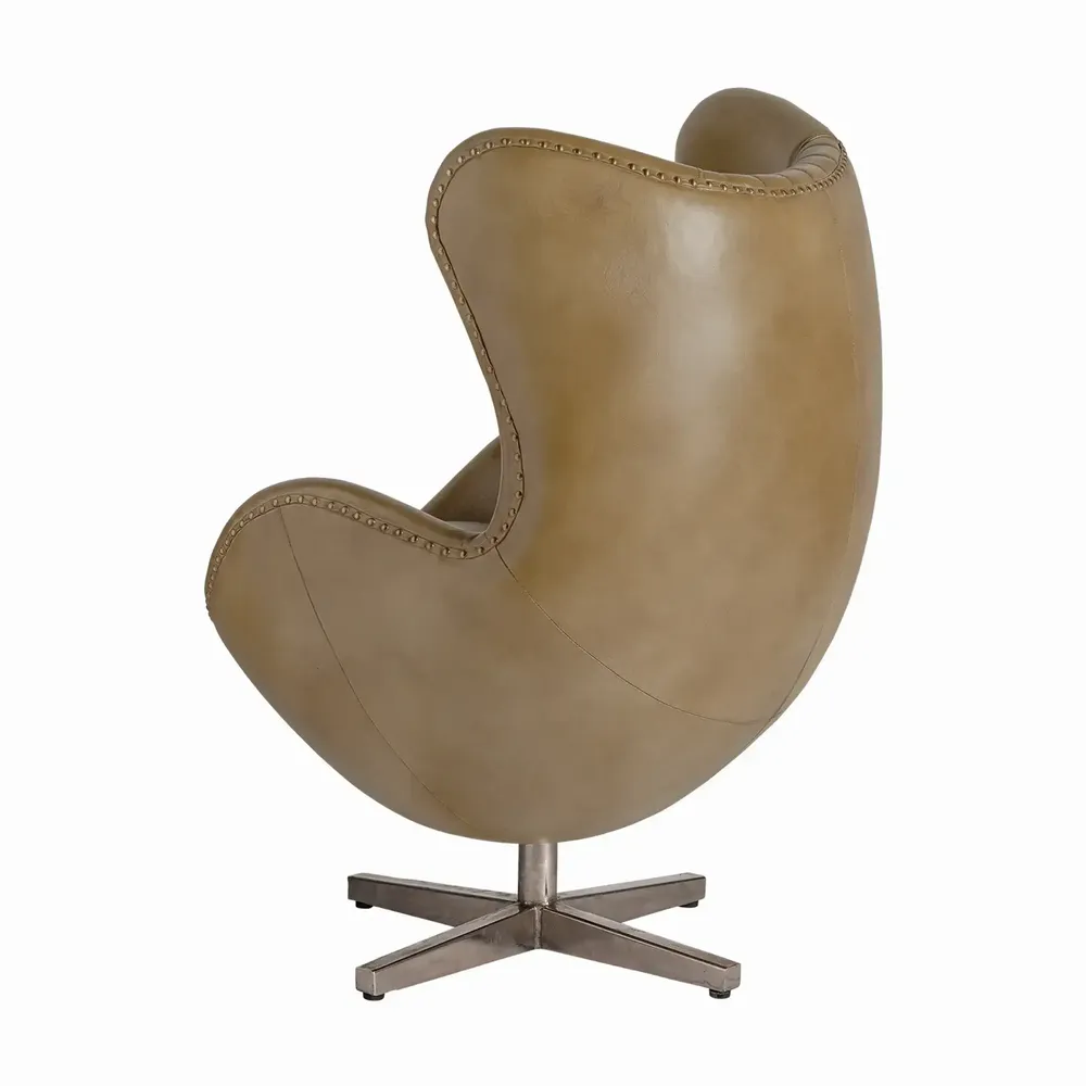 Chaises - Fauteuil en cuir couleur marron cassé de 76x81x106 cm - VICAL