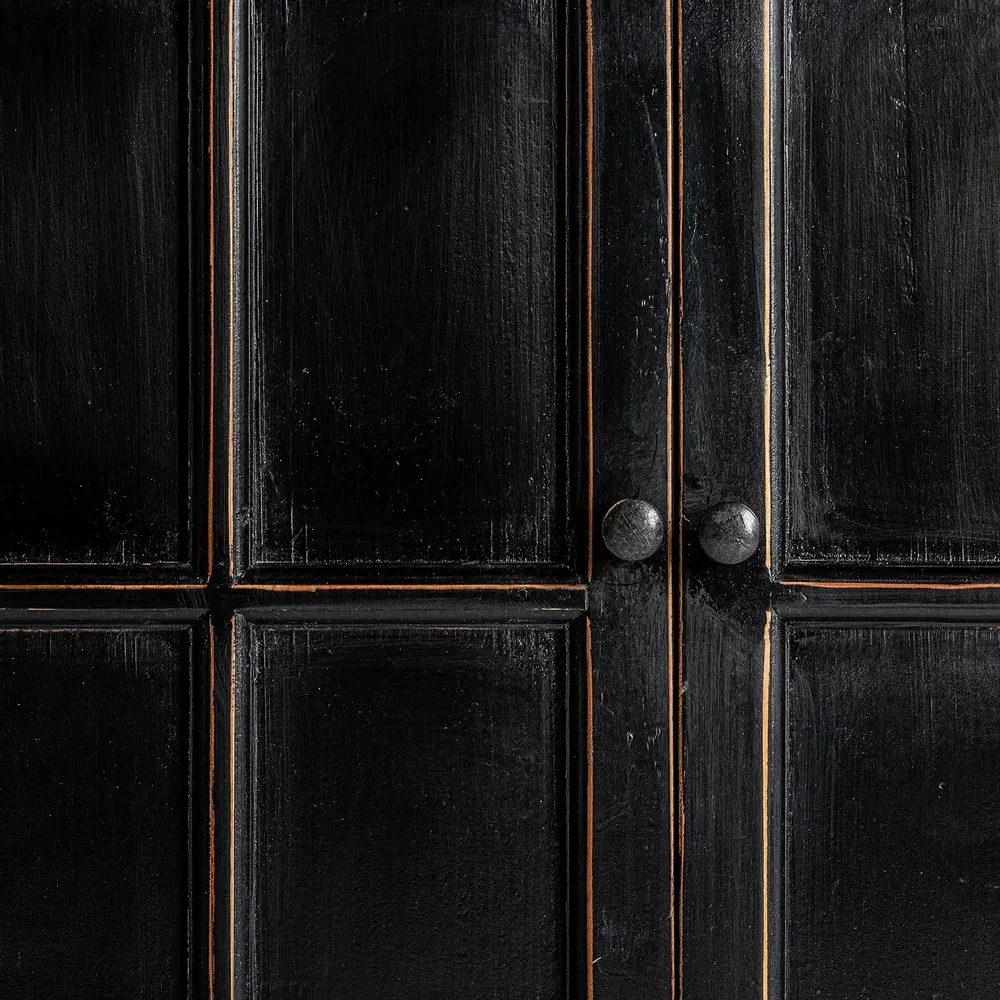 Bibliothèques - Vitrine en bois d'orme couleur noir cassé de 90x45x211 cm - VICAL