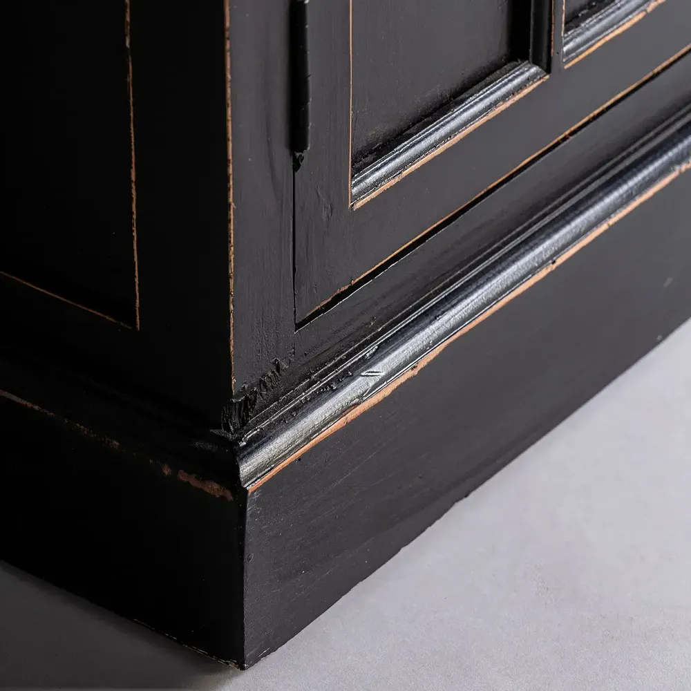 Bibliothèques - Vitrine en bois d'orme couleur noir cassé de 90x45x211 cm - VICAL