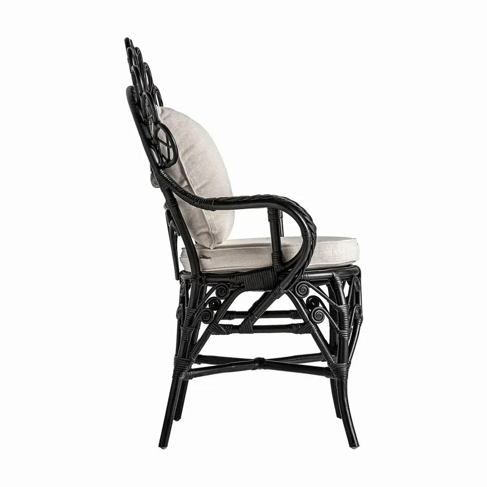 Fauteuils - Fauteuil en rotin couleur noir cassé en 75x60x113 cm - VICAL