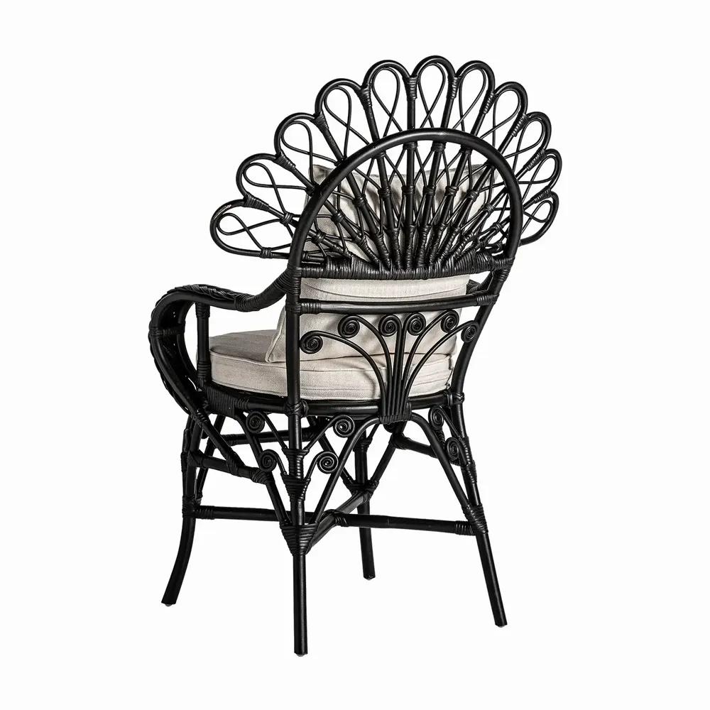 Fauteuils - Fauteuil en rotin couleur noir cassé en 75x60x113 cm - VICAL