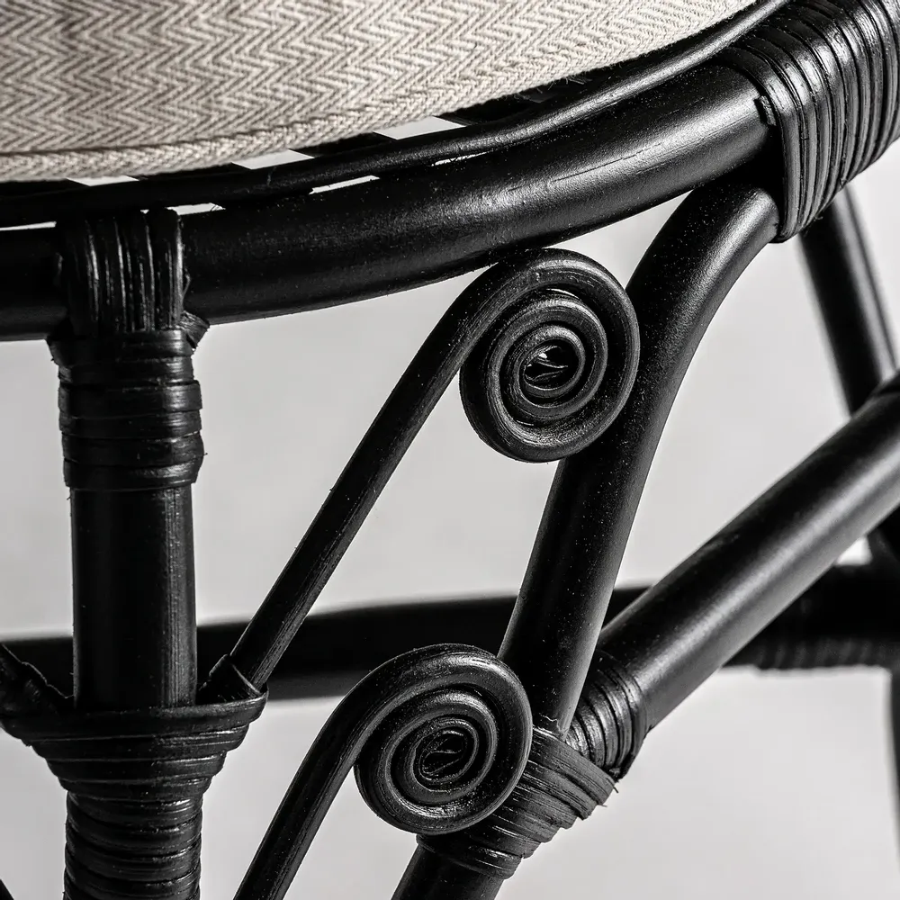 Fauteuils - Fauteuil en rotin couleur noir cassé en 75x60x113 cm - VICAL