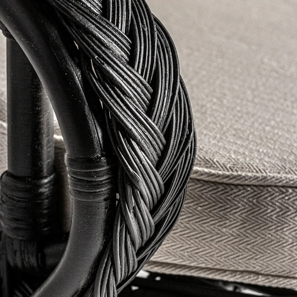 Fauteuils - Fauteuil en rotin couleur noir cassé en 75x60x113 cm - VICAL