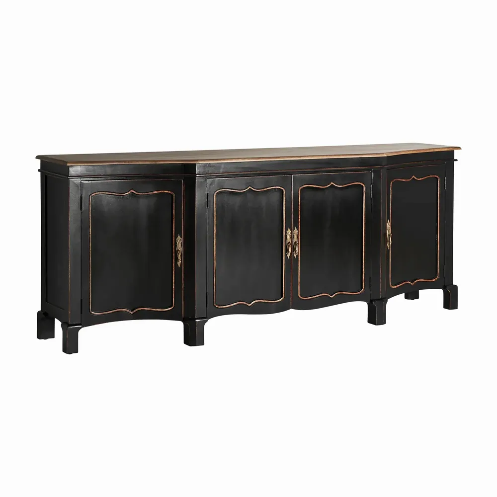 Buffets - Buffet en bois de manguier couleur noir cassé en 220x50x87 cm - VICAL