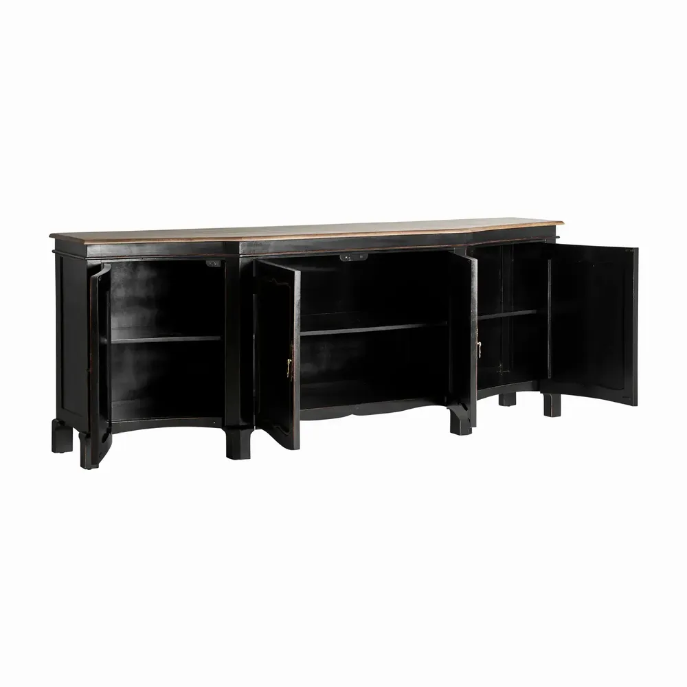 Buffets - Buffet en bois de manguier couleur noir cassé en 220x50x87 cm - VICAL