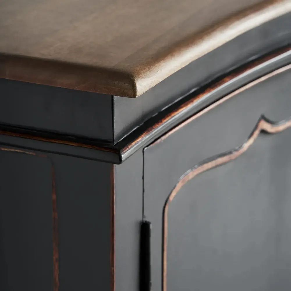 Buffets - Buffet en bois de manguier couleur noir cassé en 220x50x87 cm - VICAL