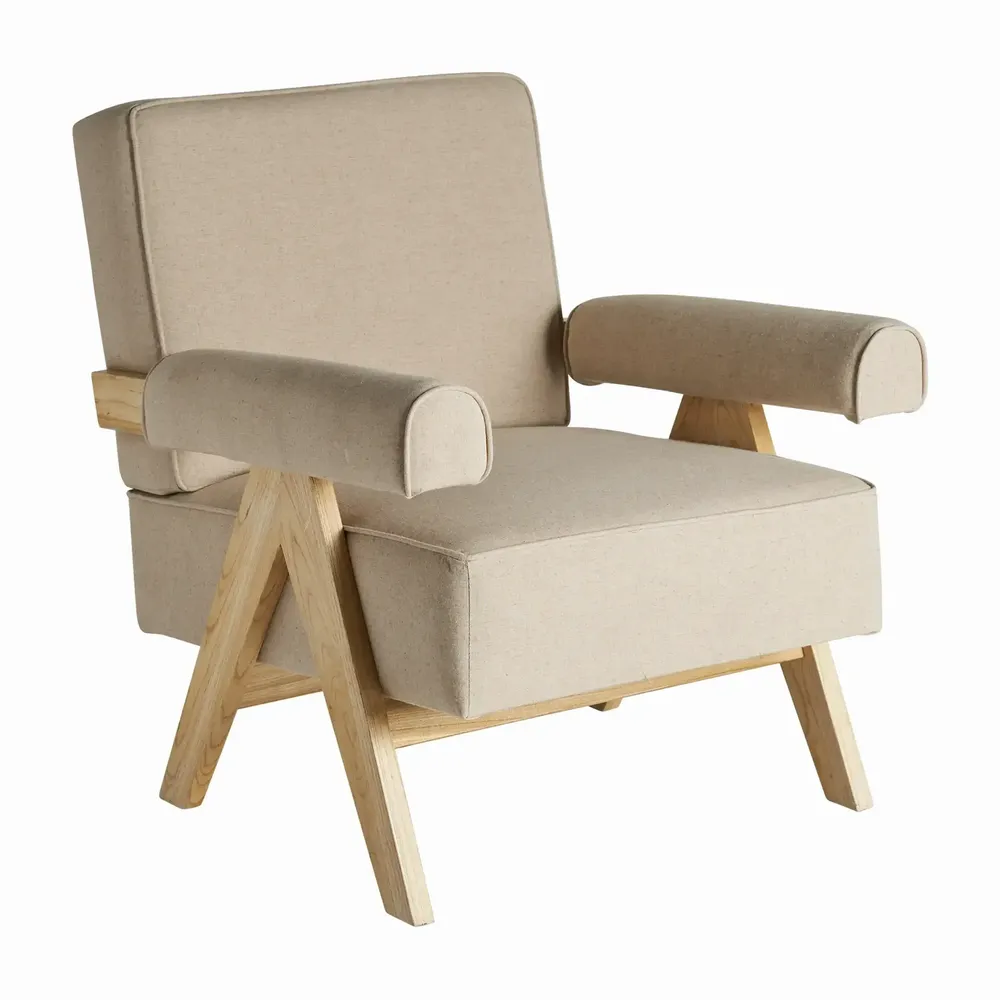 Fauteuils - Fauteuil en bois d'orme couleur marron clair de 75x80x83 cm - VICAL