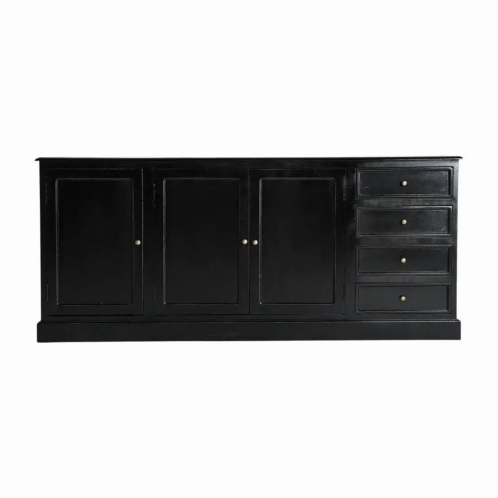 Buffets - Buffet en bois de manguier couleur noir cassé en 212x40x92 cm - VICAL