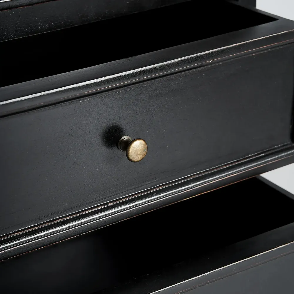 Buffets - Buffet en bois de manguier couleur noir cassé en 212x40x92 cm - VICAL