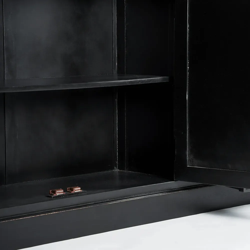 Buffets - Buffet en bois de manguier couleur noir cassé en 212x40x92 cm - VICAL