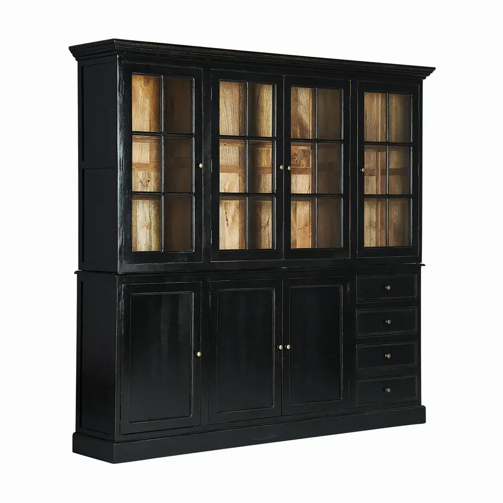 Buffets - Buffet en bois de manguier couleur noir cassé en 212x40x92 cm - VICAL
