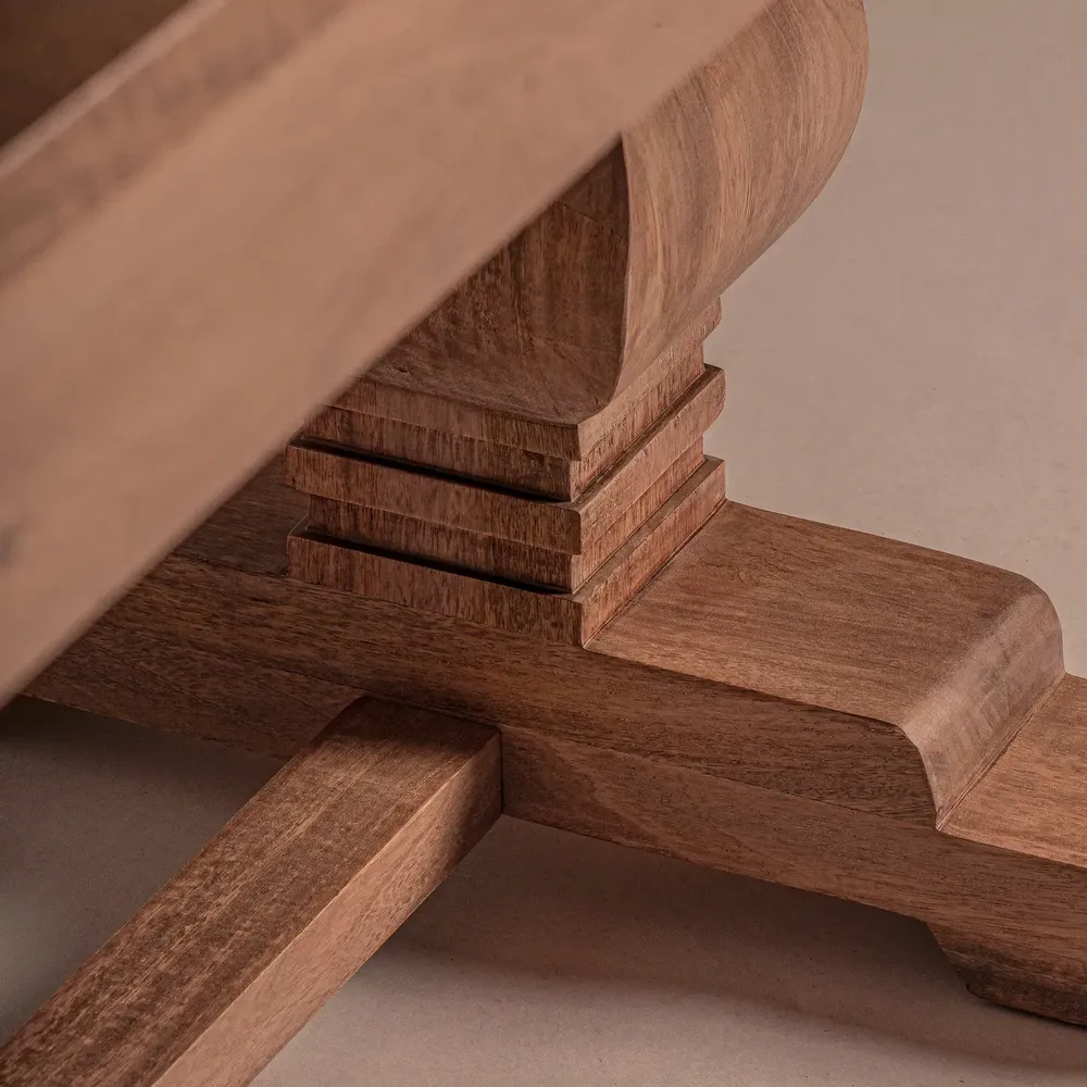 Tables Salle à Manger - Table à manger en bois de manguier couleur marron cassé en 200x100x79 cm - VICAL