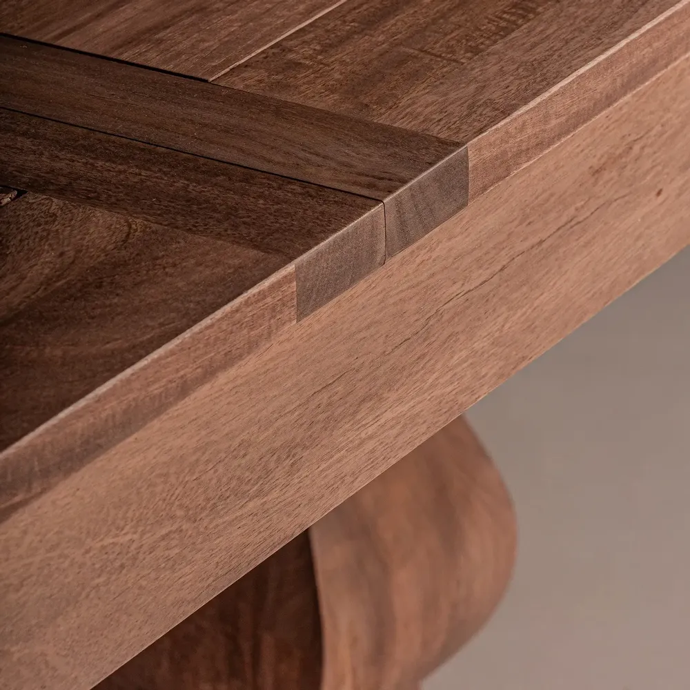 Tables Salle à Manger - Table à manger en bois de manguier couleur marron cassé en 200x100x79 cm - VICAL