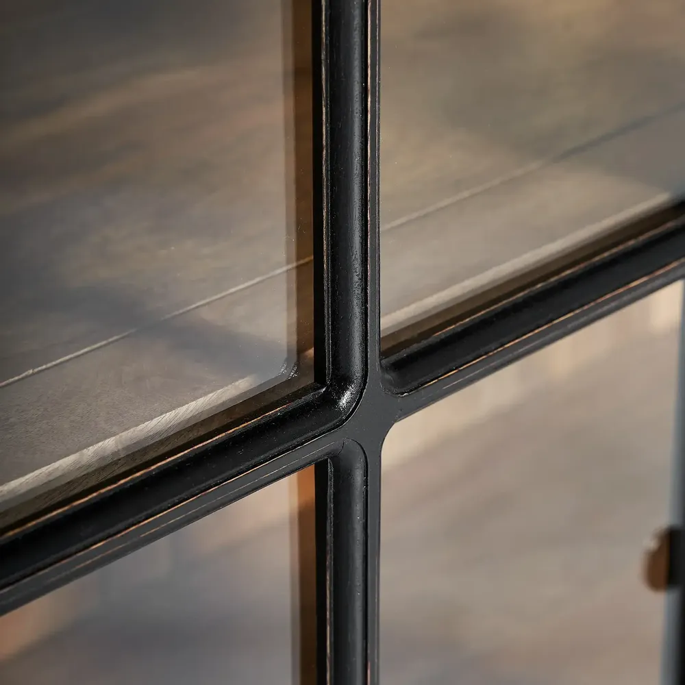 Bookshelves - Modular display cabinet in mango wood off black colour in 218x42x113 - VICAL