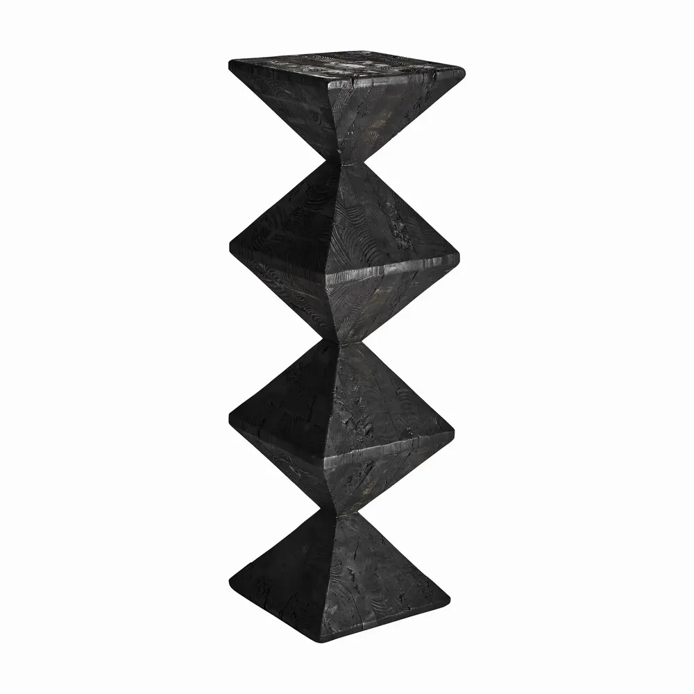 Autres tables - Piédestal en bois de pin recyclé couleur noir cassé en 34x34x116 cm - VICAL