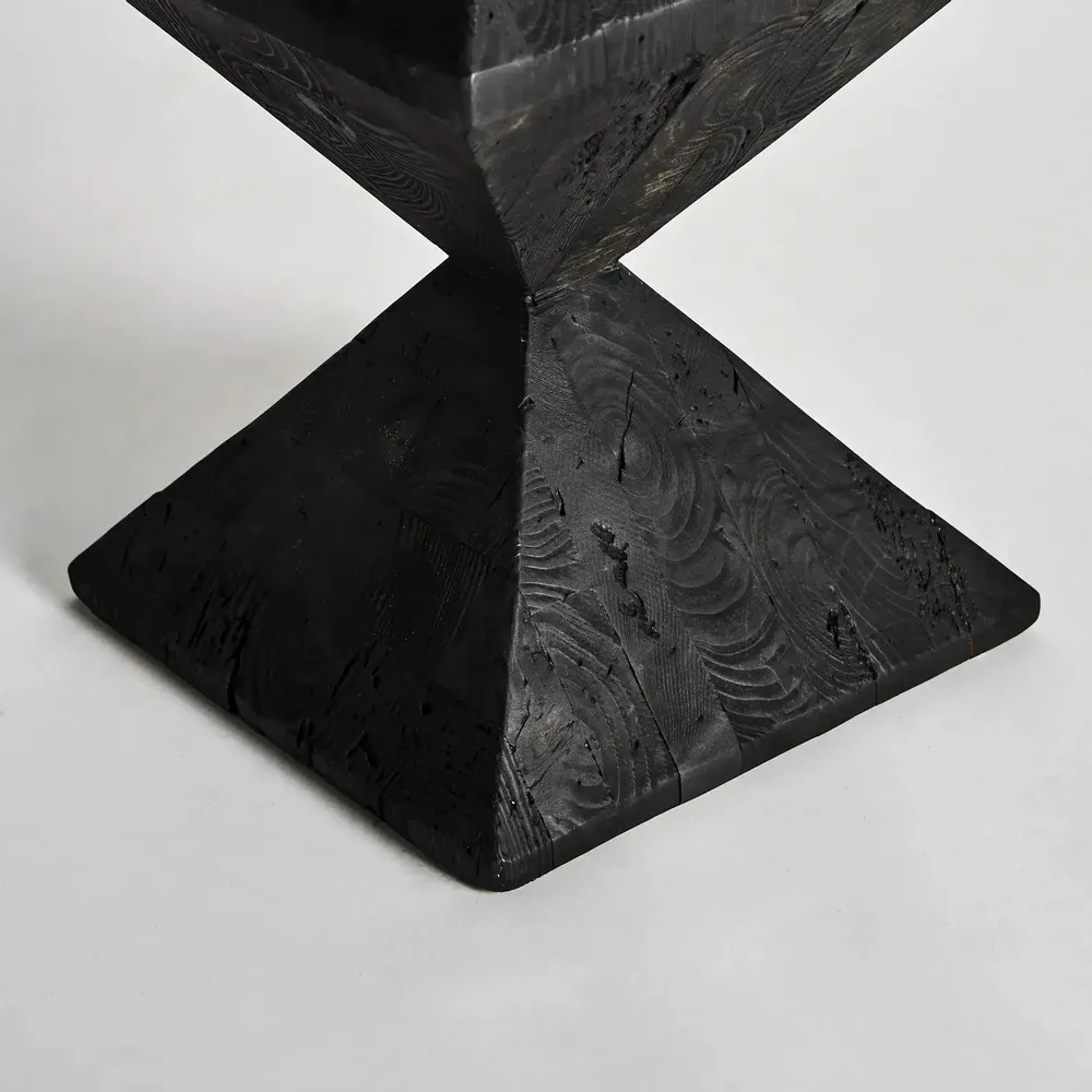 Autres tables - Piédestal en bois de pin recyclé couleur noir cassé en 34x34x116 cm - VICAL
