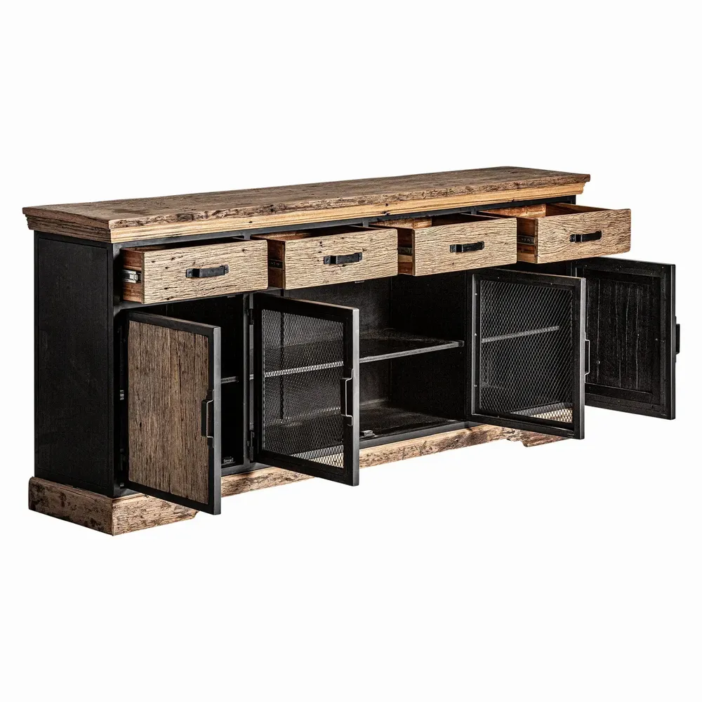 Buffets - Buffet en fer couleur noir cassé de 200x47x91 cm - VICAL