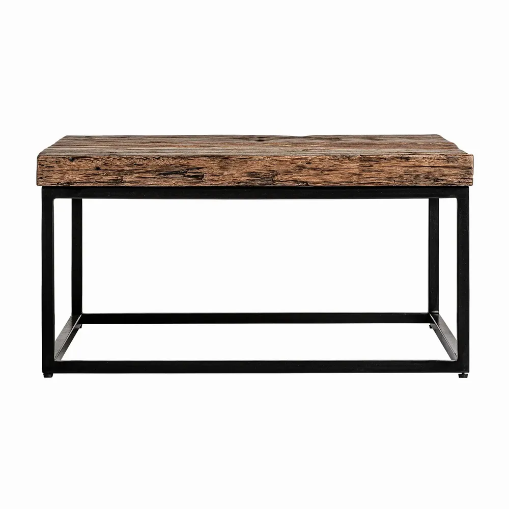 Tables basses - Table basse en bois de récupération couleur marron cassé en 70x70x36 cm - VICAL