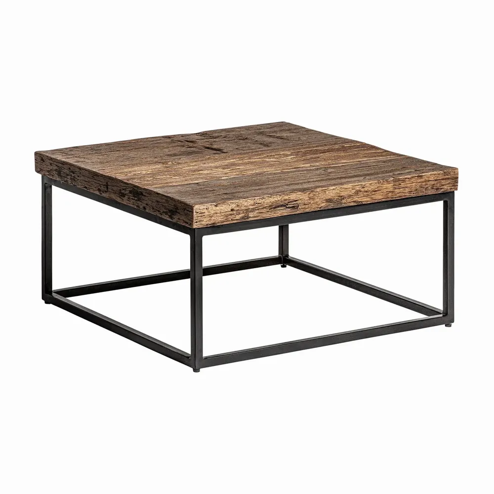 Tables basses - Table basse en bois de récupération couleur marron cassé en 70x70x36 cm - VICAL