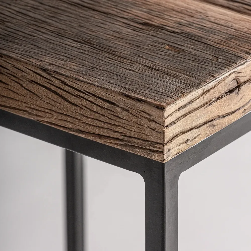 Tables basses - Table basse en bois de récupération couleur marron cassé en 70x70x36 cm - VICAL