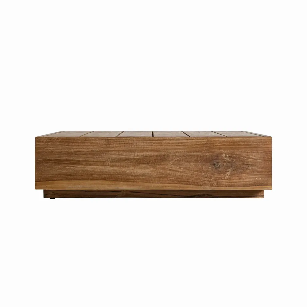 Tables basses - Table basse en bois de chemin de fer couleur marron clair naturel en 80x80x25 cm - VICAL