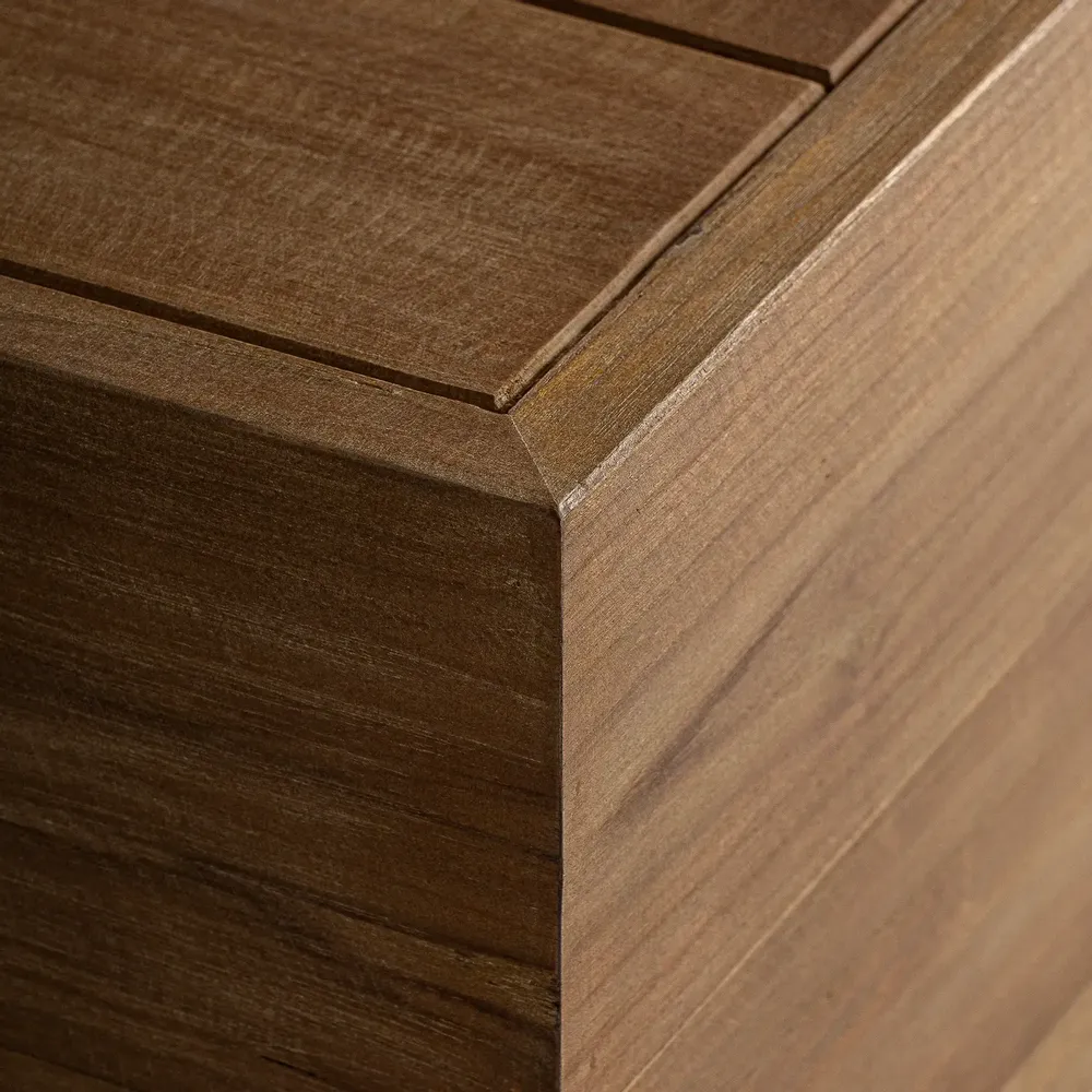 Tables basses - Table basse en bois de chemin de fer couleur marron clair naturel en 80x80x25 cm - VICAL