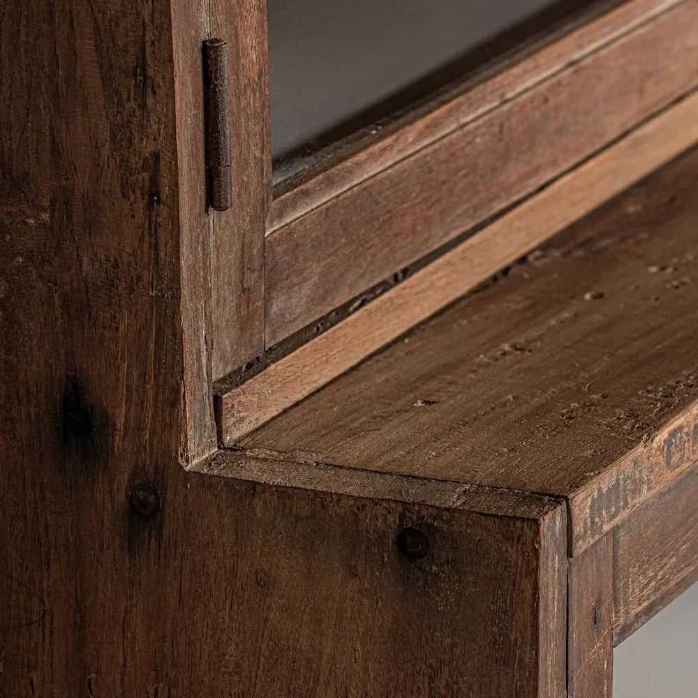 Bookshelves - Glass cabinet in recycled mango wood off brown natural colour in 184x - VICAL