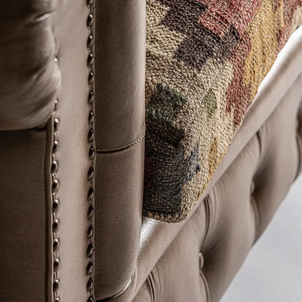 Sofas - Sofa in leather off camel colour in 215x82x74 cm - VICAL