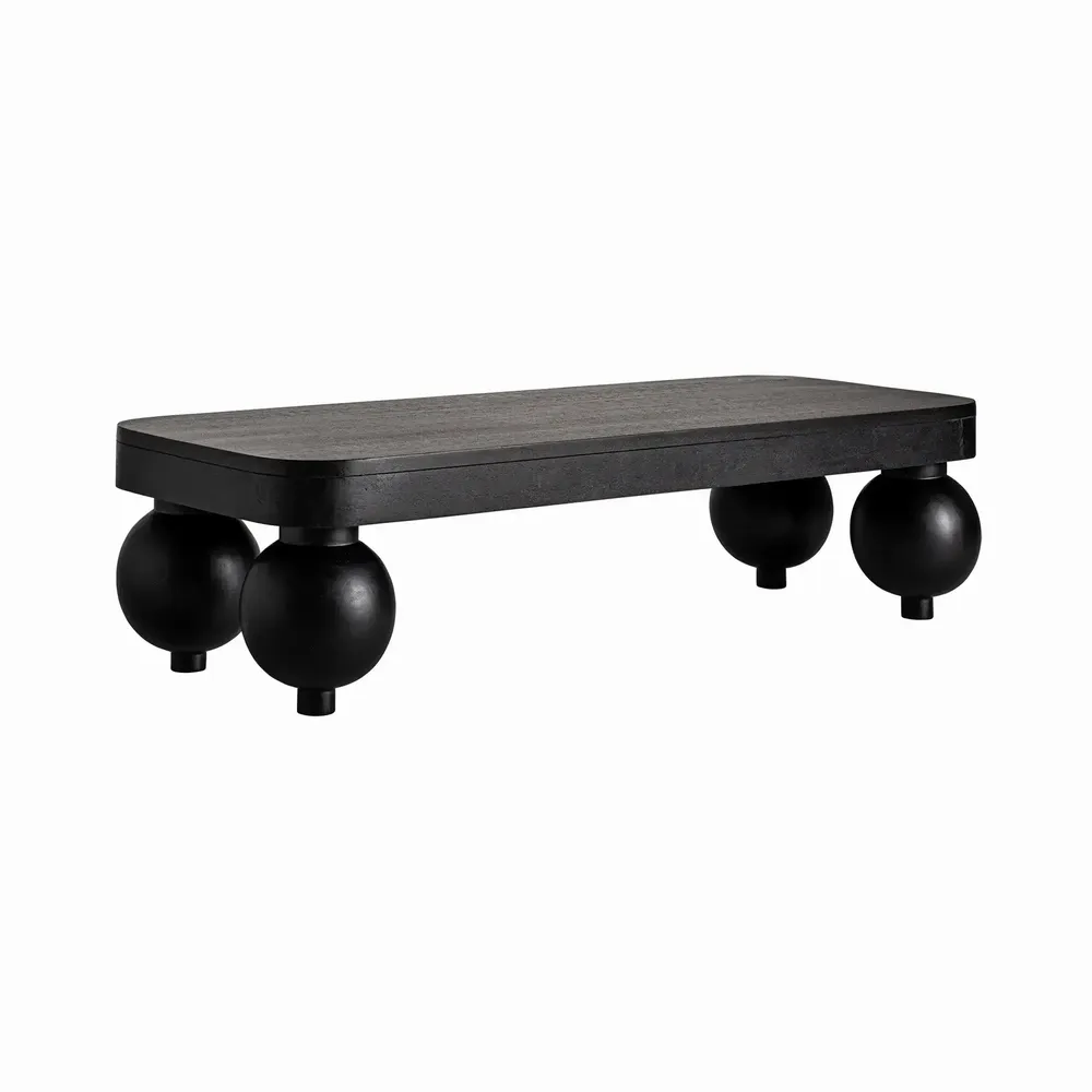 Tables basses - Table basse en bois de manguier couleur noir cassé en 150x60x40 cm - VICAL