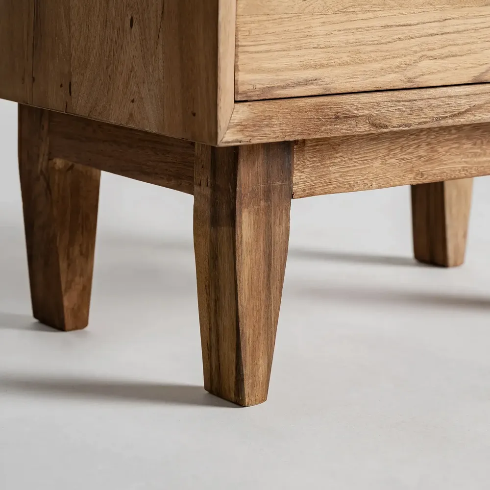 Night tables - Cotard brown reclaimed wood bedside table 61x40x61 cm - VICAL