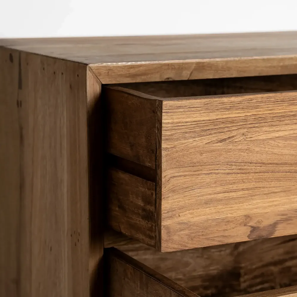 Night tables - Cotard brown reclaimed wood bedside table 61x40x61 cm - VICAL