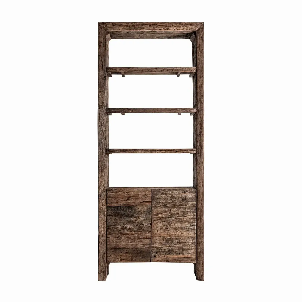 Bibliothèques - Bibliothèque en bois de récupération couleur marron cassé en 90x40x220 cm - VICAL