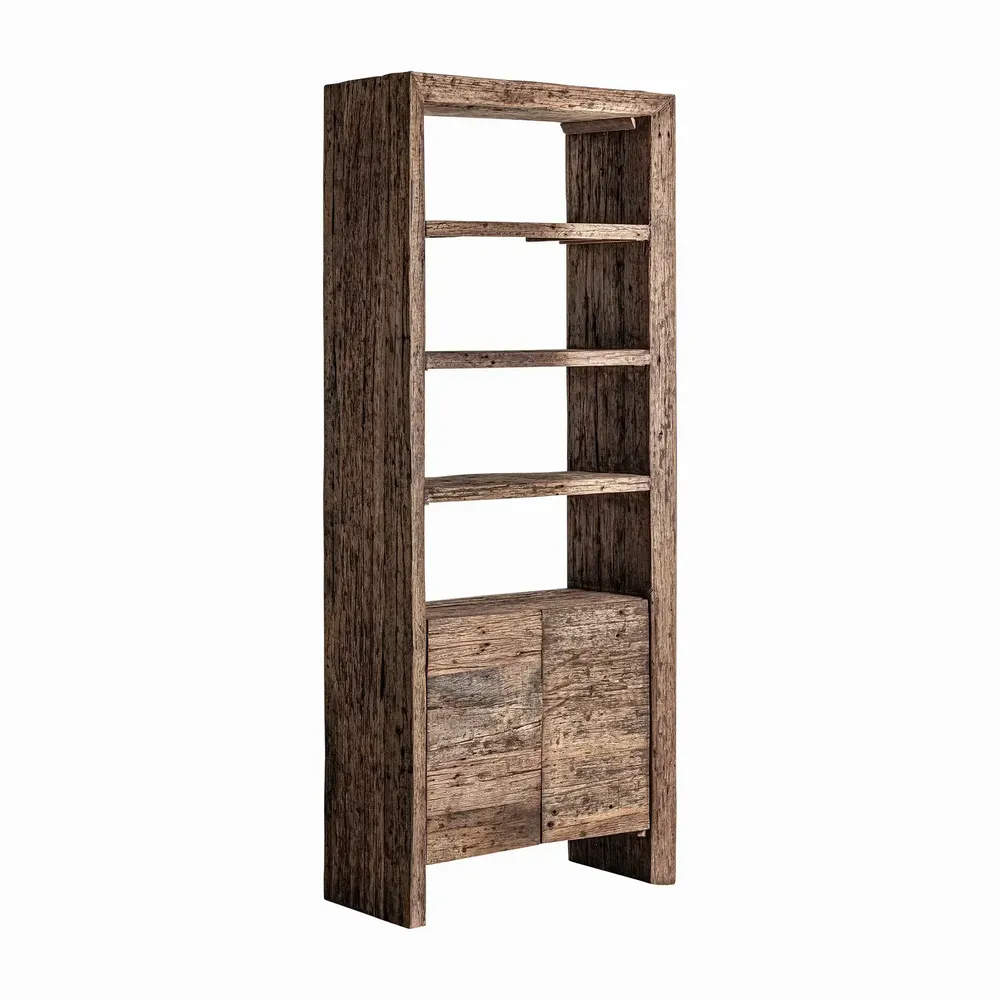 Bibliothèques - Bibliothèque en bois de récupération couleur marron cassé en 90x40x220 cm - VICAL