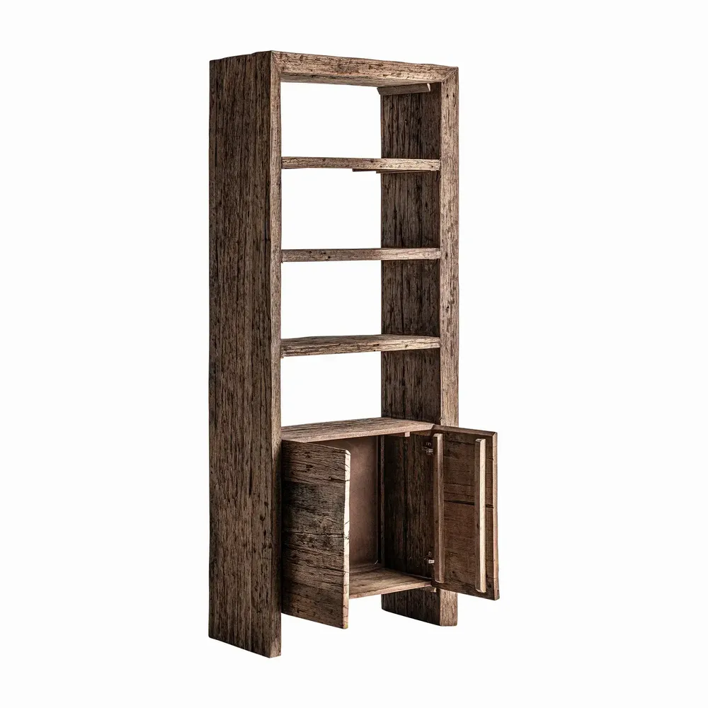 Bibliothèques - Bibliothèque en bois de récupération couleur marron cassé en 90x40x220 cm - VICAL